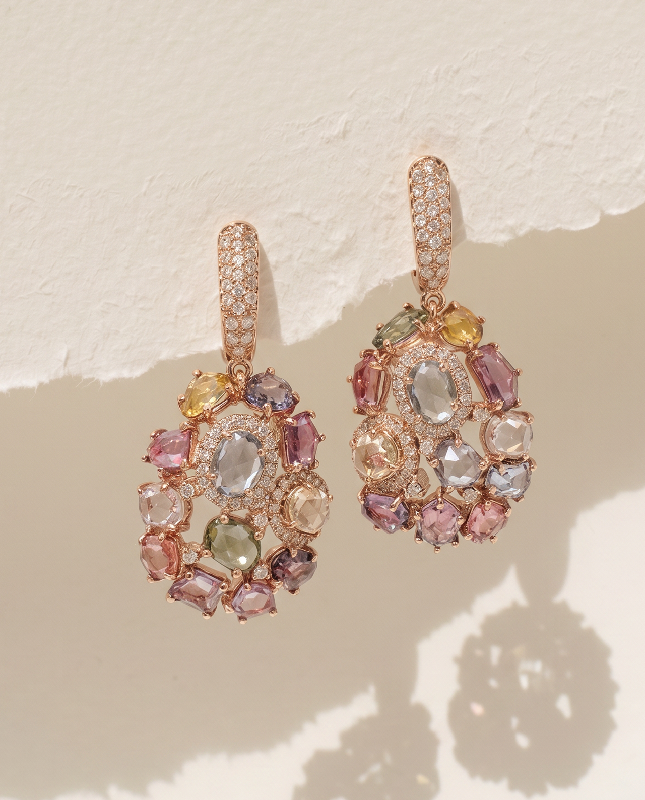 Multi-colored sapphire earrings.