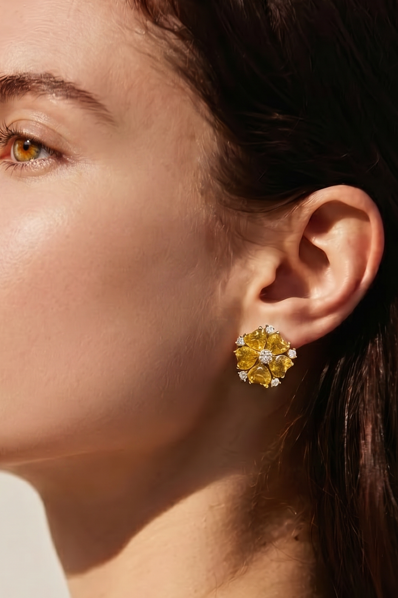 Yellow Sapphire Flower earring